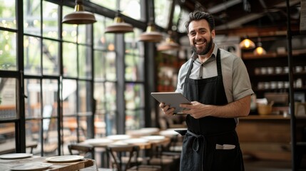 The waiter with tablet