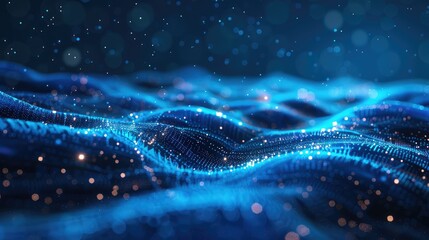 Poster - Glowing blue lines forming a dynamic data network