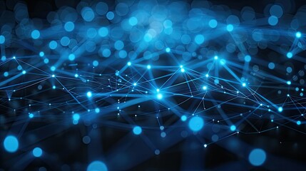 Poster - Glowing blue lines forming a dynamic data network