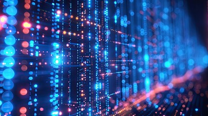 Poster - Glowing blue lines forming a dynamic data network