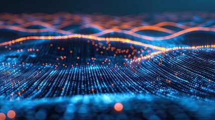 Poster - Glowing blue lines forming a dynamic data network