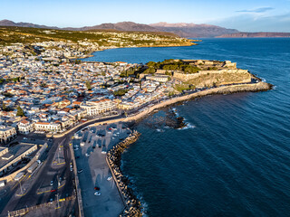 Canvas Print - Aerial view of the city of Rethymno, Crete, Greece