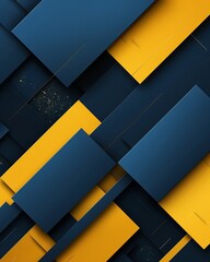 Sticker - Abstract geometric composition with overlapping rectangles and lines in blue and yellow, creating a striking visual effect.