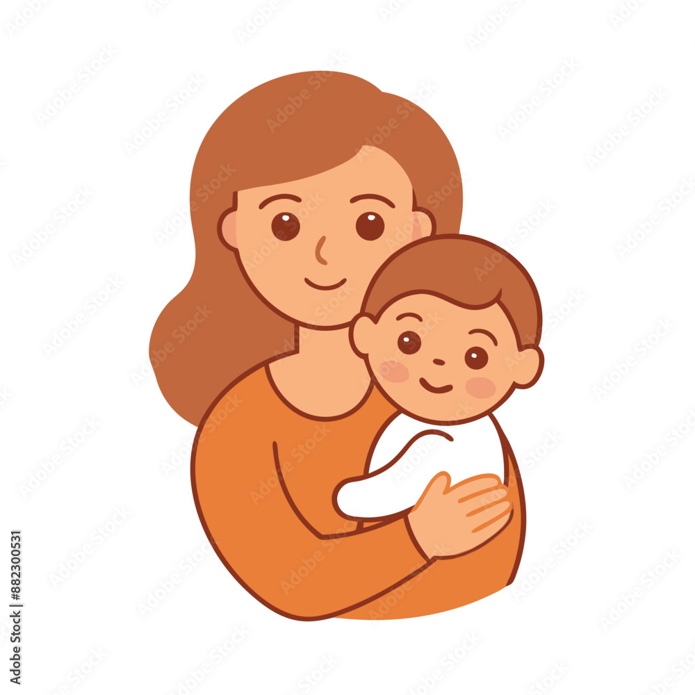 Cute mother and child cartoon vector for printables, clipart, and line ...