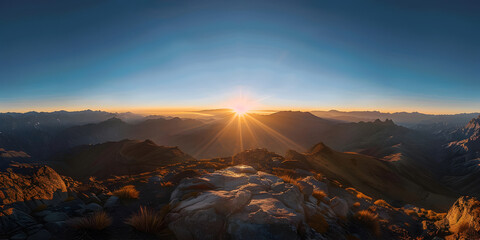 Poster - Sun at dawn in the mountains