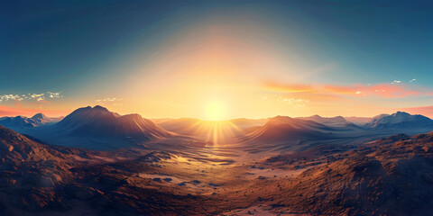 Poster - Sun at dawn in the mountains