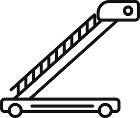 Poster - Simple line icon of a mobile airport ladder connecting an airplane with the ground, allowing passengers to board