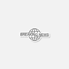 Wall Mural - Breaking news ICON sticker isolated on gray background