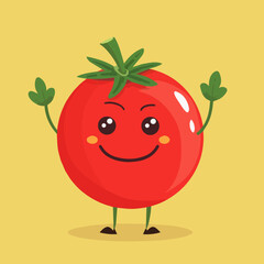 Canvas Print - Cute Cartoon Tomato Food Character