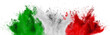 © stockphoto-graf - colorful italian flag green white red color holi paint powder explosion isolated background. Italy europe celebration soccer tourism concept.