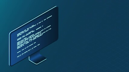 Leinwandbilder - Isometric monitor animation. Computer monitor isometric desktop. Modern monitor. 4K video animated in isometric style