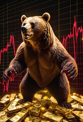 Wall Mural - bear market is coming. bear Panic on the financial market