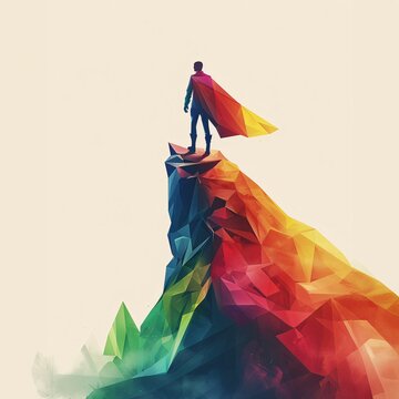 A minimalist book cover design - A man standing on a mountain