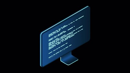 Leinwandbilder - Isometric monitor animation. Computer monitor isometric desktop. Modern monitor. 4K video animated in isometric style. Transparent background with alpha channel