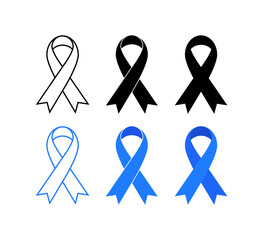 Poster - Ribbon set icons. Linear, Silhouette and Flat style. Vector icons.