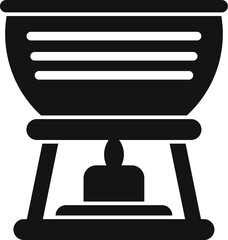 Poster - Brazier burning with firewood for cooking bbq icon simple vector