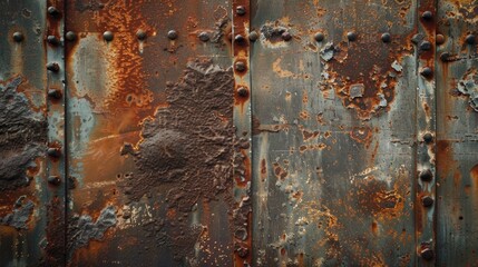 Canvas Print - Texture of aged metal sheet with rust corroding