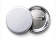 © Adisorn - Isolated white circular pinback button with a blank face and metal rim on a pure white background, waiting for your custom design or text.