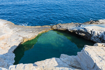 Beautiful seaside landscape on the island of Thassos - Giola lagoon - Eye of Zeus.