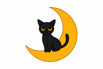 black cat on yellow background