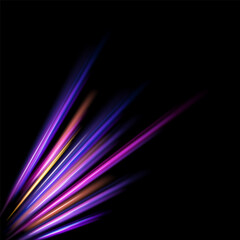 Fototapete - Light line effect blue neon glow flare wave glowing shiny speed lines effect vector background. Speed curve shine light line blue.