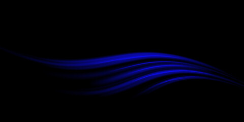 Fototapete - Light line effect blue neon glow flare wave glowing shiny speed lines effect vector background. Speed curve shine light line blue.