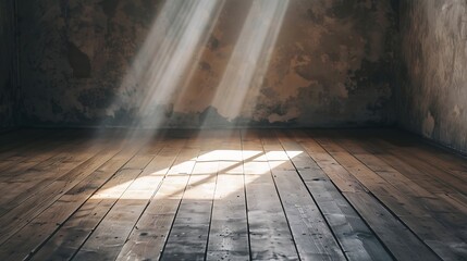 Poster - Light on wooden floor in empty room