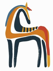 Wall Mural - A stylized illustration of a horse in bold colors, painted in a minimalist style