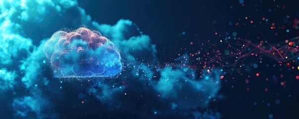 Wall Mural - cloud connection for transfer data on internet , technology concept panorama. generative ai.