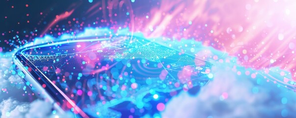 Wall Mural - mobile internet world communication, satellite network concept panorama. generative ai.