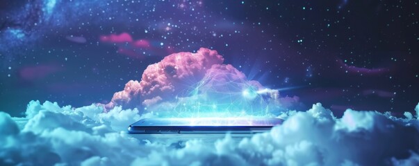 Wall Mural - mobile internet world communication, satellite network concept panorama. generative ai.