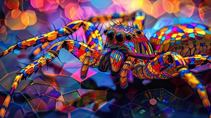 Sticker - A colorful spider with a black head and red legs