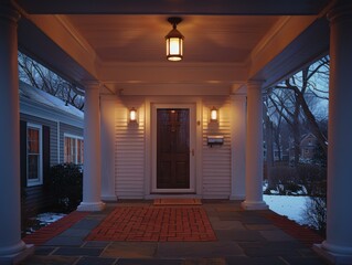 Poster - A beautiful front porch of a house. AI.