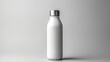 © Aquarius - A professional Water Bottle in white with a smooth texture, stretched and laid flat lay on a minimalist white mockup Generative AI