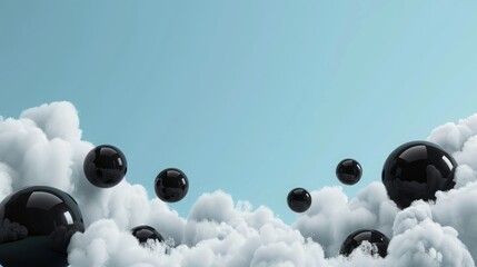 Poster - background black balls with clouds.