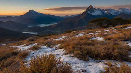 Wall Mural - landscape with snow, ai generated