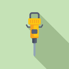 Poster - Yellow pneumatic drill illustration representing construction and renovation work