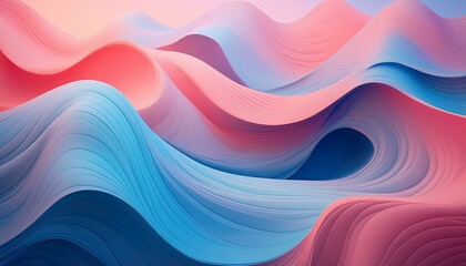 Wall Mural - Generative AI illustration of colorful abstract background with pink and blue multicolored wavy surfaces 