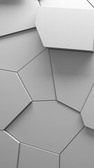 Wall Mural - Abstract animation of voronoi blocks moving and extruding. Minimal light clean corporate background. 3D geometric wall loop motion. Polygonal elements cycling displacement video. Vertical video