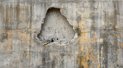 Poster - Aged concrete wall texture with a worn hole in an industrial vintage style