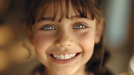 Wall Mural - Radiant Young Girl with Sparkling Eyes and Joyful Smile