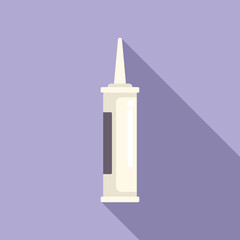 Sticker - White tube containing silicone or glue for home repair, isolated on purple background with shadow