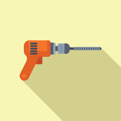 Poster - Orange power drill making a hole with a long shadow