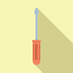 Poster - Metal screwdriver is lying on a yellow background with a long shadow