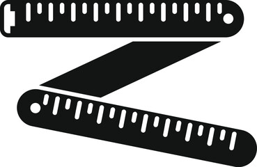 Poster - Black silhouette of a folding ruler, a tool used for measuring length and dimensions in various professions