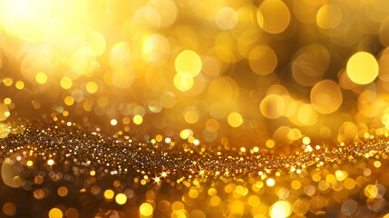 Poster - Christmas golden luxury abstract bokeh background. Gold blurred glitter lights and sparkles. Magic festive backdrop with copy space for greeting card, banner, poster for holiday, birthday, New Year