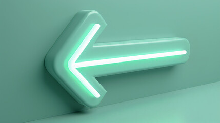 Canvas Print - Green illuminated arrow pointing left on a green background