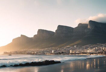 cape blue cloud bright fog building green city capetown southafrica beautiful town south africa