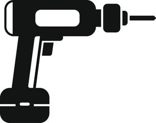 Poster - black silhouette cordless drill holding with hand battery power tool for construction and repair wor
