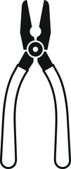 Poster - black silhouette of pliers with rubber handles for working with electricity, isolated on a white bac
